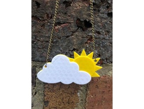 sunny day pendant necklace jewelry cloud cool funky jewellery kitsch weather 3d print model - Mito3D