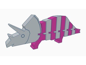 flexi triceratops remix hayvanlar mafsallı bükülebilir dino dinozorlar dinozor çift renk alanında ekstruzyon esnek polymathic katlanmış iki 3d print model - Mito3D