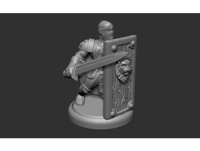 tower shield fighter toys games 28mm 32mm dungeons dragons human pathfinder 3d print model - Mito3D