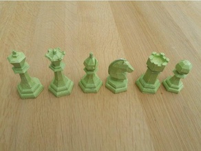 chess set low poly designed scratch games pieces 3d print model - Mito3D