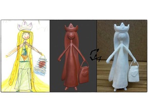 4 çocuk dünyaya heykelcik insanlar c47 çizim Prenses 3d print model - Mito3D