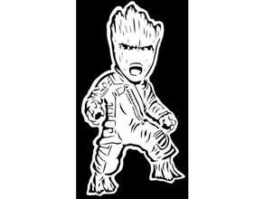baby groot stencil 2d art avengers cute guardiansofthegalaxy marvel no more groots plant sprout tree 3d print model - Mito3D