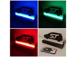 led backlit desktop sign example fiesta st silhouette signs logos electronics ford light lighting neopixel rgb ws2812 ws2812b 3d print model - Mito3D
