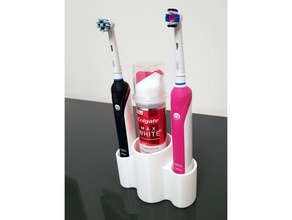 electric tooth brush paste holder organization electirc toothbrush toothpaste 3d print model - Mito3D