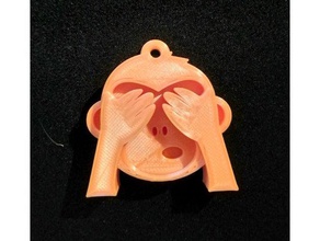emoji see-no-evil monkey keychain keychains emojis printable see no evil 3d print model - Mito3D