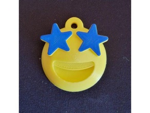 emoji star struck keychain keychains emojis printable stars starstruck wow 3d print model - Mito3D