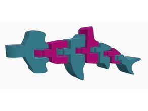 flexi hammerhead shark remix hayvanlar mafsallı bükülebilir çift renk alanında ekstruzyon esnek polymathic baskı yer oyuncak twist iki 3d print model - Mito3D