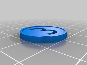 keyforge damage 3 token 20mm toy game accessories 3d print model - Mito3D