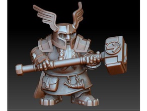 warrior dwarf two-handed hammer remastered people fantasy miniature tabletop warhammer 3d print model - Mito3D
