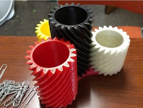 helical gear cups tetra organization gears pen holder 3d print model - Mito3D