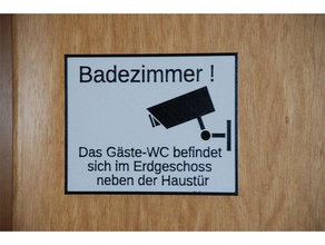 schild das badezimmer ist kein g&aumlsteklo bathroom sign surveillance camera 3d print model - Mito3D