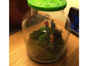 la gente moss tarro de paisaje vidrio jar tapa miniatura del persona planta bote 3d print model - Mito3D