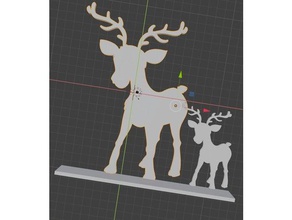no holes two deers stand 2d art 3d print model - Mito3D