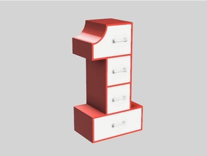 1-marco conjunto de cajones la oficina mini números número 1 3d print model - Mito3D