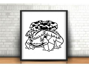 venusaur pokemon decoración sin necesidad de apoyo Arte en 2d la pared 3d print model - Mito3D