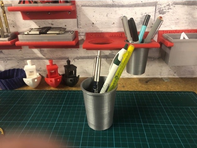tool cups tools storage holder wall mount 3D print model - Mito3D