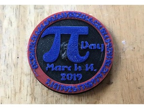 pi day 2019 badge coins badges 3d print model - Mito3D
