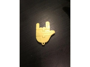 flexy rock hand keychan Schlüsselanhänger flexibel flexy-hand 3d print model - Mito3D