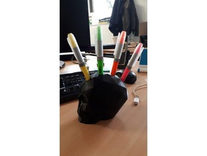 skull punk low poly office human pen holder toothpick 3d print model - Mito3D
