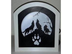 loups hurlants lupi 2d art 2dart parete la pittura lupo 3d print model - Mito3D
