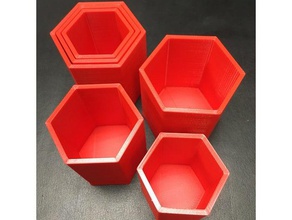concentric nesting hive cups organization hexagons box small parts storage 3d print model - Mito3D