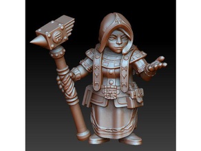 dwarf woman rune priest people fantasy hardware miniature tabletop warhammer 3d print model - Mito3D