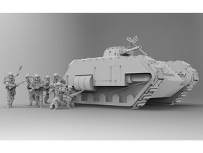 kimera blindados de transporte encabezar el asalto vehículos 28mm apc autocannon dedicado ataque rápido bolter pesado stubber la guardia imperial pivote romano roma tormenta lorentz tanque 3d print model - Mito3D