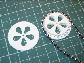 3 6 mm ball chain pulley 3d print model - Mito3D