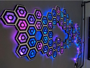 hexagone mur art de l'électronique la bande led neopixel fixé au 3d print model - Mito3D