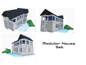 modular house set buildings structures diorama household model kit terrain wargaming 3d print model - Mito3D