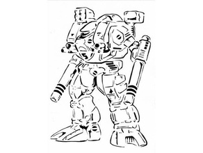 robo tecnologia de estêncil 2d a arte anime mech robô robotech 3d print model - Mito3D