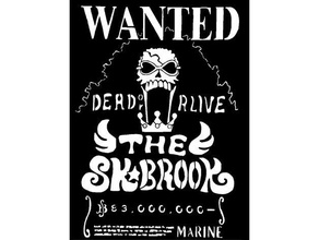 wanted poster soul king brook 2d art anime onepiece one piece stencil 3d print model - Mito3D