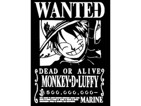 wanted poster luffy 2d art anime onepiece one pi piece stencil 3d print model - Mito3D