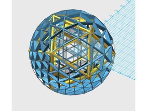 icosahedron inscribed inside complex geodesic sphere math art 3d print model - Mito3D