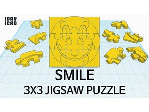 1day 1cad 3x3 jigsaw puzzle smile puzzles 1day1cad 3d game toy 3d print model - Mito3D