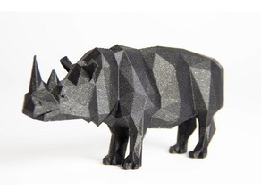 lowpolyrhino a los animales lowpoly animal baja poli 3d print model - Mito3D