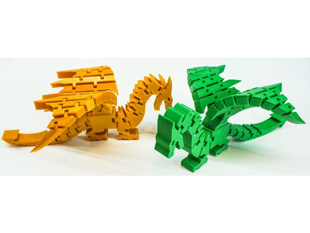 flexi-Drachen Tiere artikuliert Artikulation flexible 3D print model - Mito3D