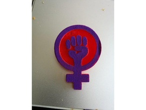 Feminismus-logo pin Zeichen logos Kampf Frauen womens Rechte 3d print model - Mito3D