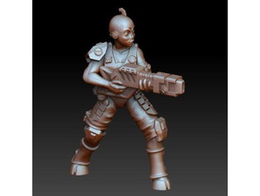 bem maior tropa criaturas feminino miniatura ficção científica scifi soldado tampo de mesa tau mulher 3d print model - Mito3D