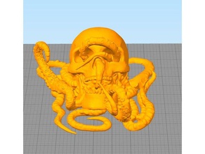 tims head sculptures art decoration halloween octopus skull 3d print model - Mito3D