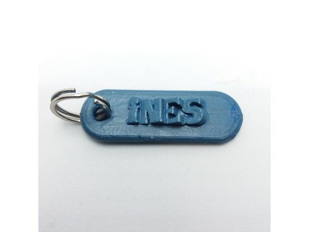 ines personalized keychain embossed letters keychains 3D print model - Mito3D