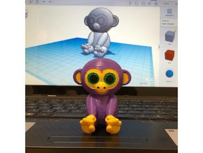 monkey animals chibi cute no supports needed tinkercad 3d print model - Mito3D
