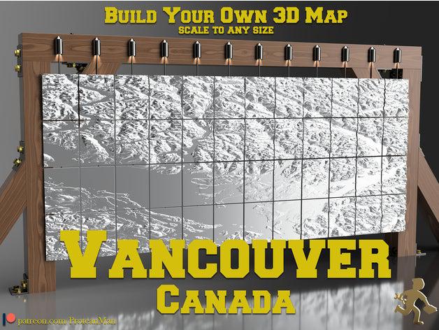 vancouver, canadá mapa 3d exploraciones las réplicas Mapas en protean proteanman hombre el alivio relieve terreno modelo de 3D print model - Mito3D