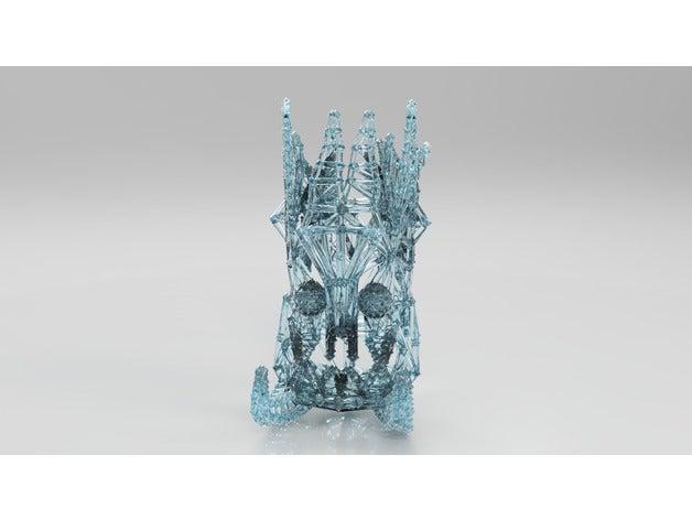 crystal tiki-Krieger Skulpturen Kunst Kultur hawaii Hawaii kopf krieger Gitter Gitter-Modell Gitter-Struktur Maske maske überhang torture test Drucker skulptur 3D print model - Mito3D