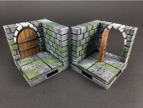 cut-stone arched door corner segments toy game accessories dnd tiles dungeon miniatures nsfw openforge openforge2 pathfinder rpg tabletop terrain 3d print model - Mito3D