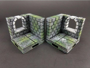 cut-stone arched window corner segments toy game accessories dnd tiles dungeon miniatures nsfw openforge openforge2 pathfinder rpg tabletop terrain 3d print model - Mito3D