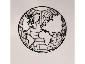 Arte 2d globo terrestre 2dart continentes o mapa planeta 3d print model - Mito3D