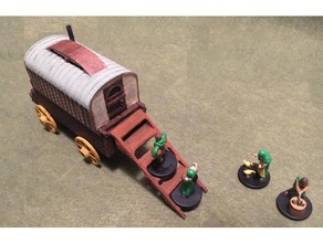 miniature gypsy wagon toys games dnd dungeons dragons gaming medieval 28mm pathfinder roleplaying rpg scatter terrain tabletop 3d print model - Mito3D