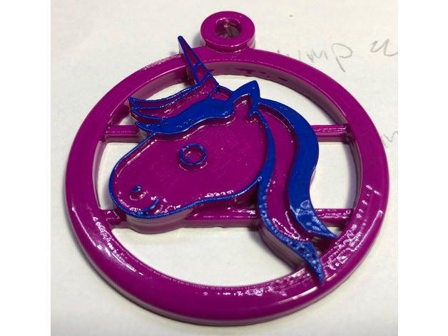 unicorn bag tag keychains clip keyrings 3D print model - Mito3D