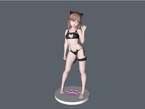 neko lingerie people anime cat girl 3d print model - Mito3D